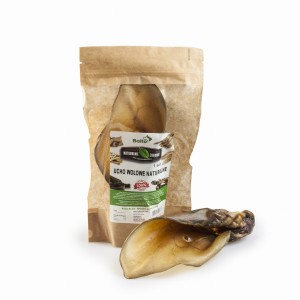 Ucho wołowe naturalne, produkt Premium. Opakowanie 1 sztuka